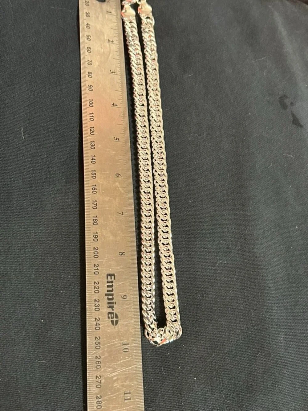 Men's Silver Double Cuban Link Chain Heavy Twist Curb Grumetta Necklace Statemen